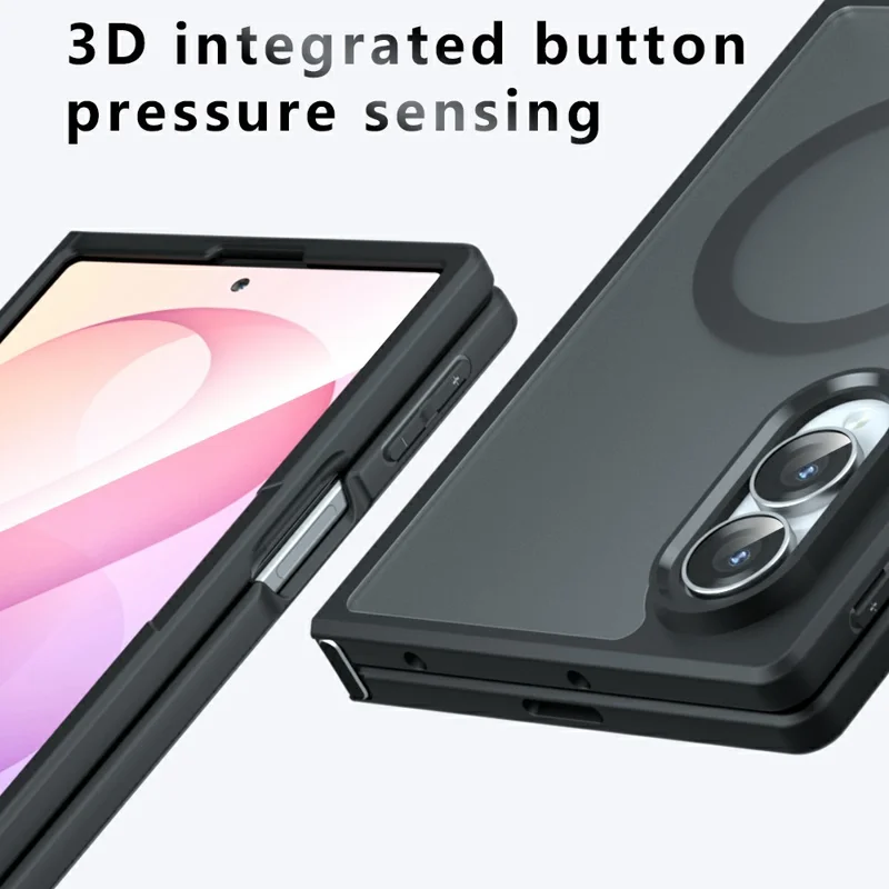For Samsung Galaxy Z Fold8 Magnetic Case TPU + PC Matte Skin Touch Phone Cover - Black