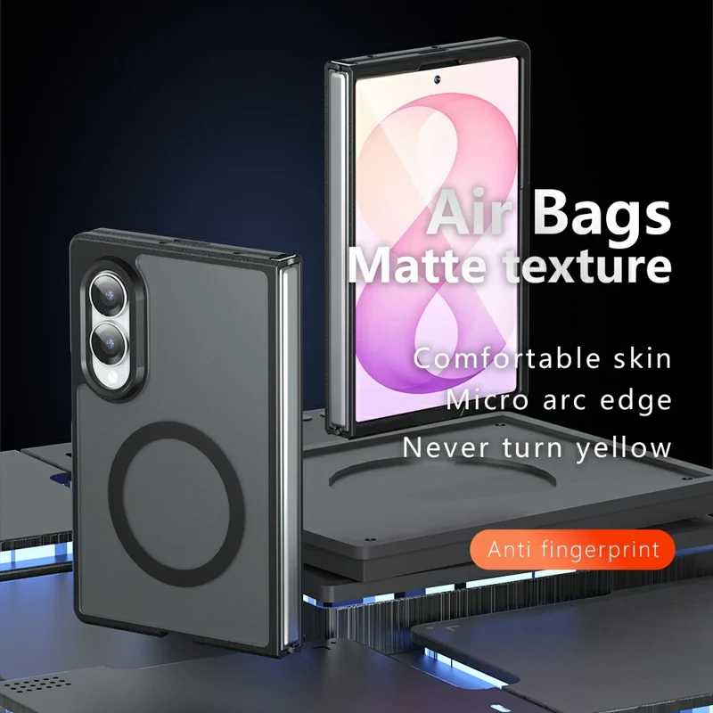 For Samsung Galaxy Z Fold8 Magnetic Case TPU + PC Matte Skin Touch Phone Cover - Black