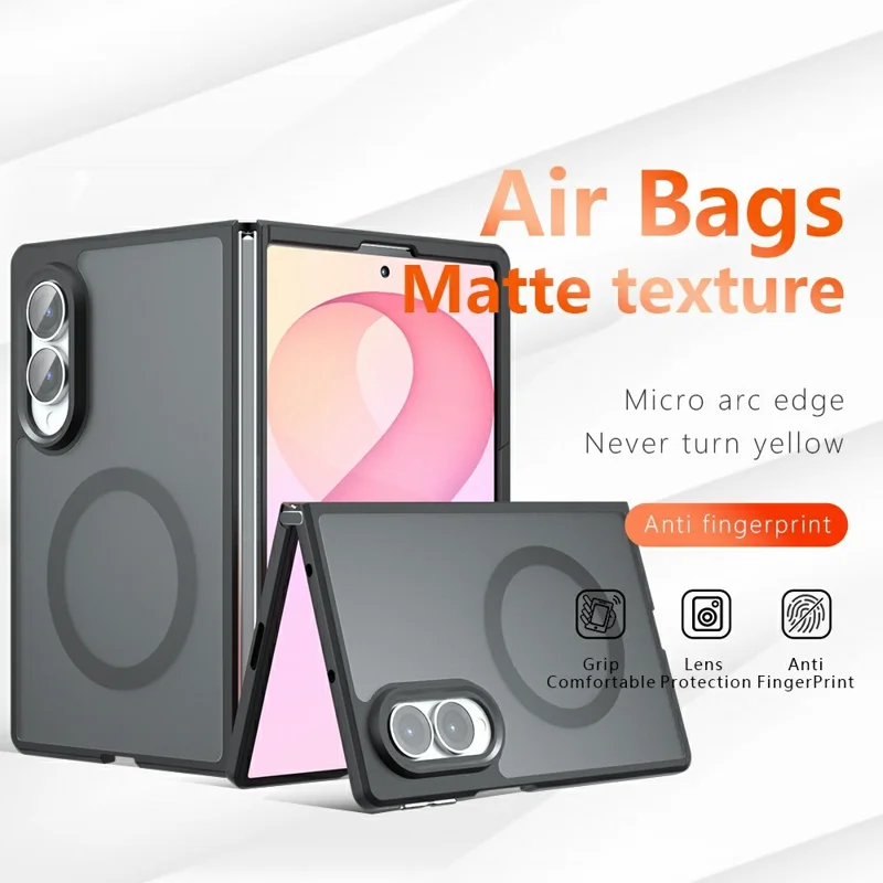 For Samsung Galaxy Z Fold8 Magnetic Case TPU + PC Matte Skin Touch Phone Cover - Black