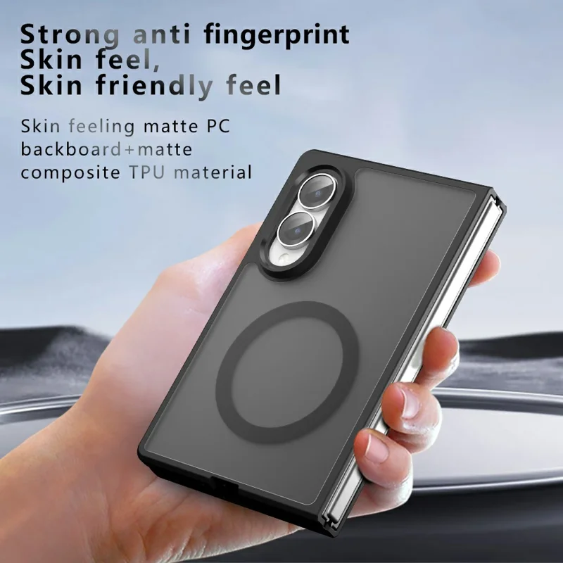 For Samsung Galaxy Z Fold8 Magnetic Case TPU + PC Matte Skin Touch Phone Cover - Black