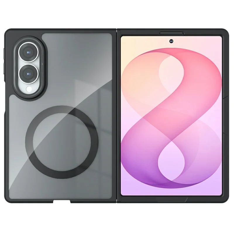 For Samsung Galaxy Z Fold8 Magnetic Case Clear TPU + PC Shockproof Phone Cover - Transparent