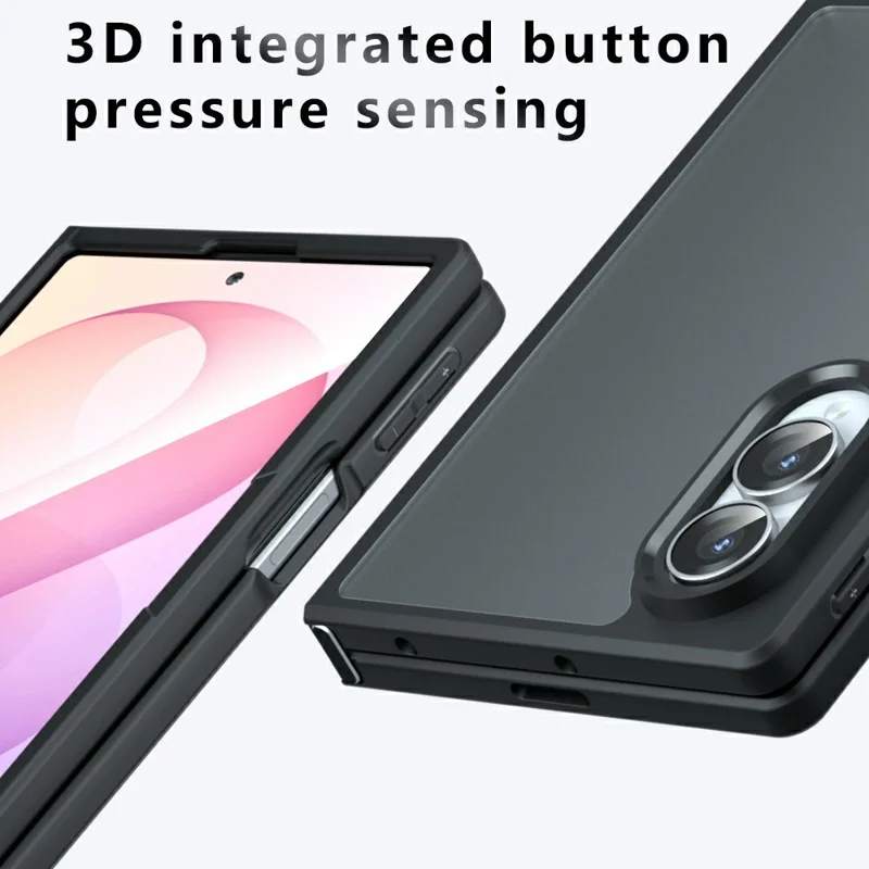For Samsung Galaxy Z Fold8 Case Skin-Touch TPU + PC Matte Phone Back Cover - Transparent Black