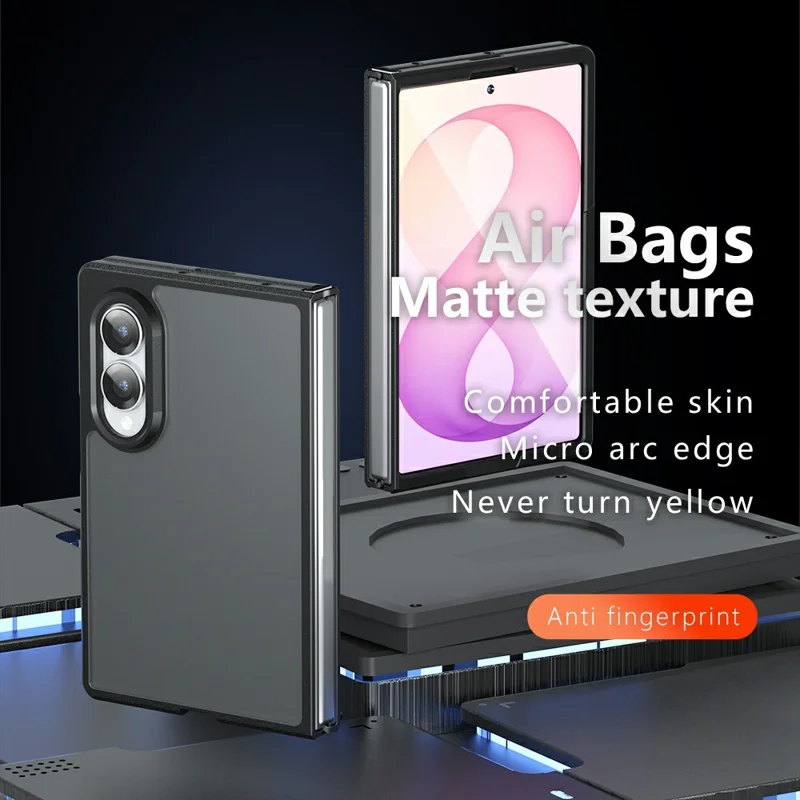 For Samsung Galaxy Z Fold8 Case Skin-Touch TPU + PC Matte Phone Back Cover - Transparent Black