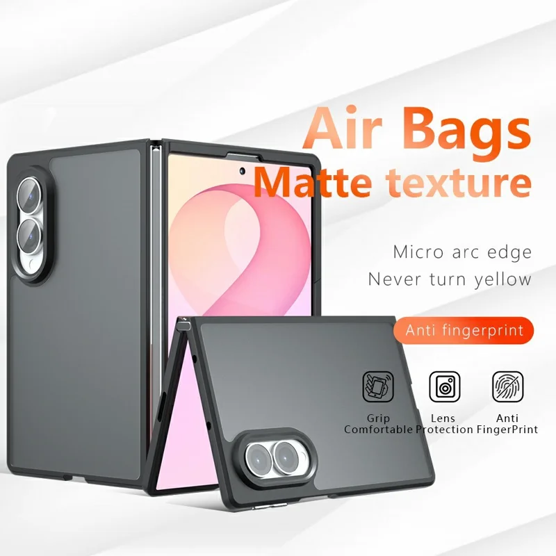 For Samsung Galaxy Z Fold8 Case Skin-Touch TPU + PC Matte Phone Back Cover - Transparent Black