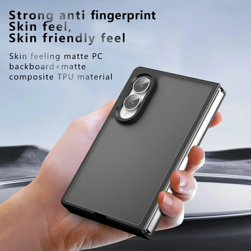 For Samsung Galaxy Z Fold8 Case Skin-Touch TPU + PC Matte Phone Back Cover - Transparent Black