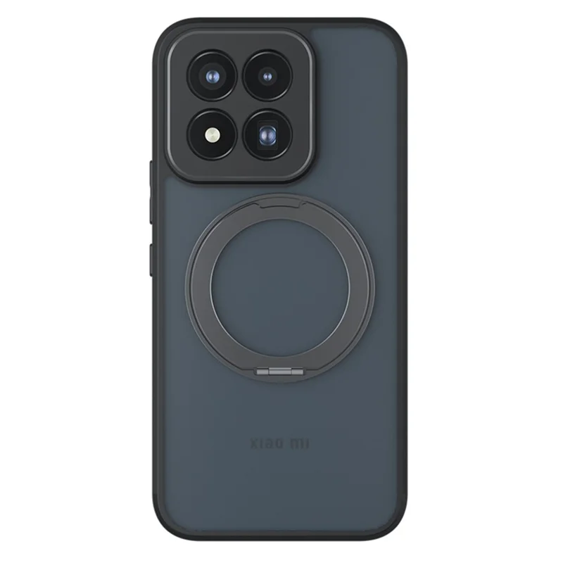 For Xiaomi 17 Max Matte Skin-touch Magnetic Case 360° Rotating Kickstand Shockproof TPU + PC Phone Cover  - Transparent Black