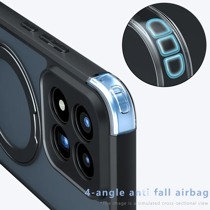 For Xiaomi 17 Max Matte Skin-touch Magnetic Case 360° Rotating Kickstand Shockproof TPU + PC Phone Cover  - Transparent Black