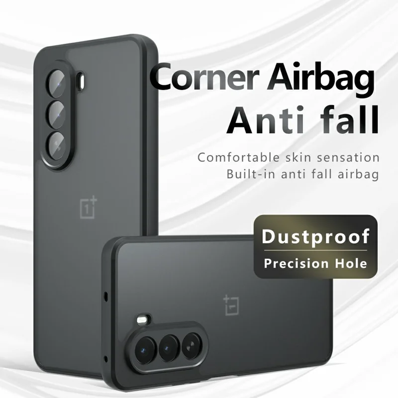 For OnePlus Nord CE6 Lite 5G / Realme P4x 5G Case Skin-Touch TPU + PC Matte Phone Back Cover - Transparent Black