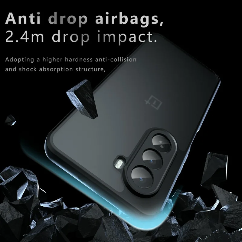 For OnePlus Nord CE6 Lite 5G / Realme P4x 5G Case Skin-Touch TPU + PC Matte Phone Back Cover - Transparent Black