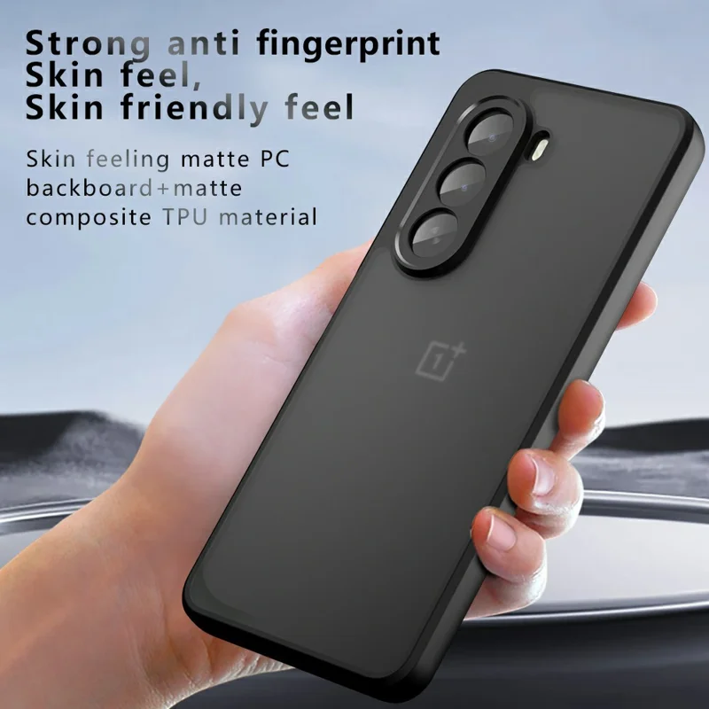 For OnePlus Nord CE6 Lite 5G / Realme P4x 5G Case Skin-Touch TPU + PC Matte Phone Back Cover - Transparent Black