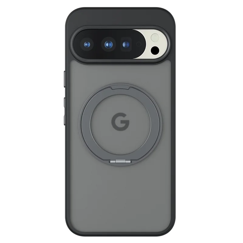 For Google Pixel 10 Pro XL Matte Skin-touch Magnetic Case 360° Rotating Kickstand Shockproof TPU + PC Phone Cover - Transparent Black