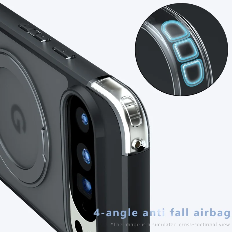 For Google Pixel 10 Pro XL Matte Skin-touch Magnetic Case 360° Rotating Kickstand Shockproof TPU + PC Phone Cover - Transparent Black