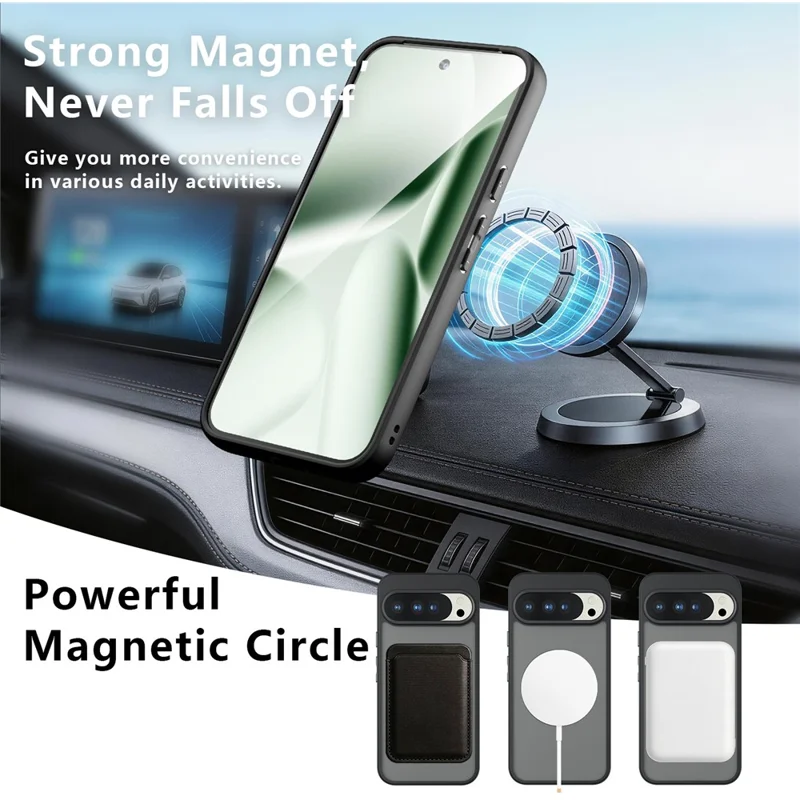 For Google Pixel 10 Pro XL Matte Skin-touch Magnetic Case 360° Rotating Kickstand Shockproof TPU + PC Phone Cover - Transparent Black