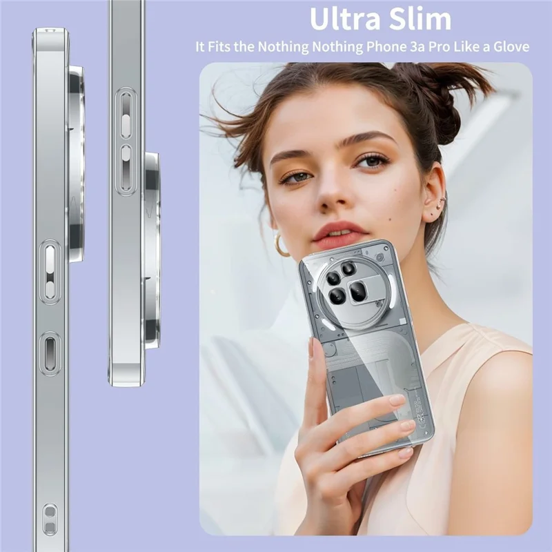 For Nothing Phone (3a) Pro Case TPU Clear Phone Cover + 2PCS Tempered Glass Screen Film 2.5D Arc Edge