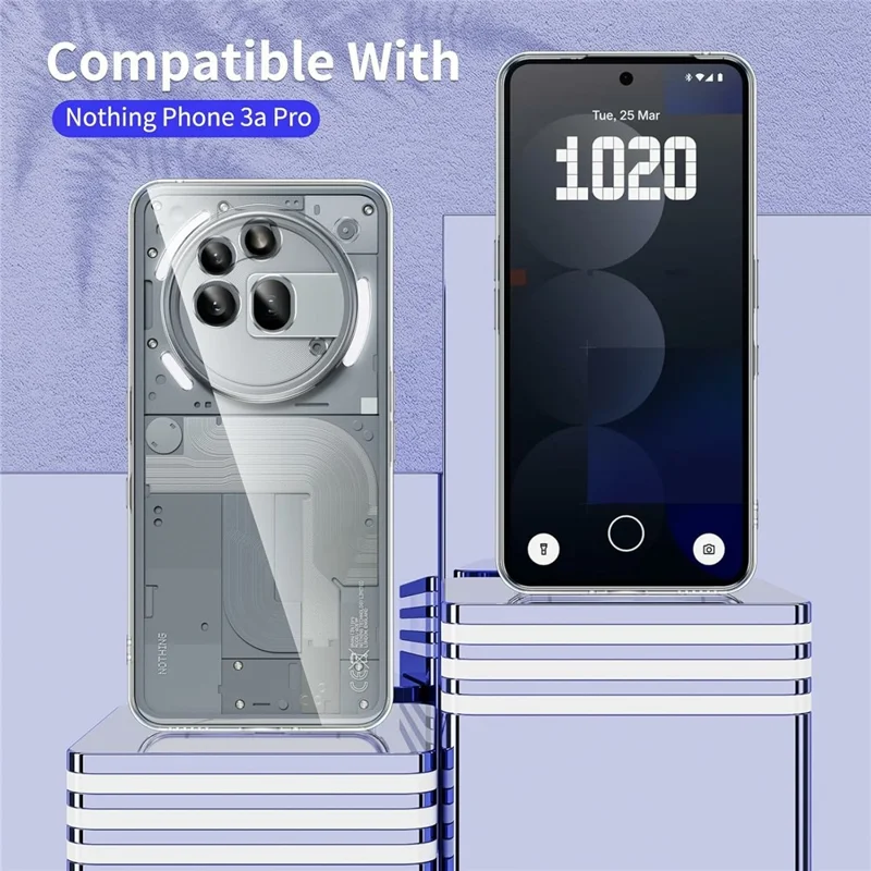 For Nothing Phone (3a) Pro Case TPU Clear Phone Cover + 2PCS Tempered Glass Screen Film 2.5D Arc Edge