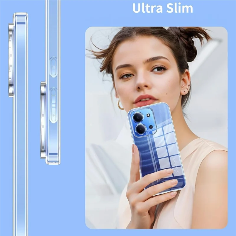 Чехол для Xiaomi Poco C85 5G из прозрачного ТПУ + 2 штуки защитная пленка из закаленного стекла с дуговой кромкой 2,5D