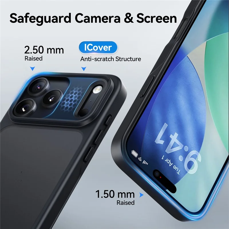 CASEKOO för iPhone 18 Pro Max / 17 Pro Max skal PC + TPU med matt yta, fingeravtryckshindrande mobilskal - Svart