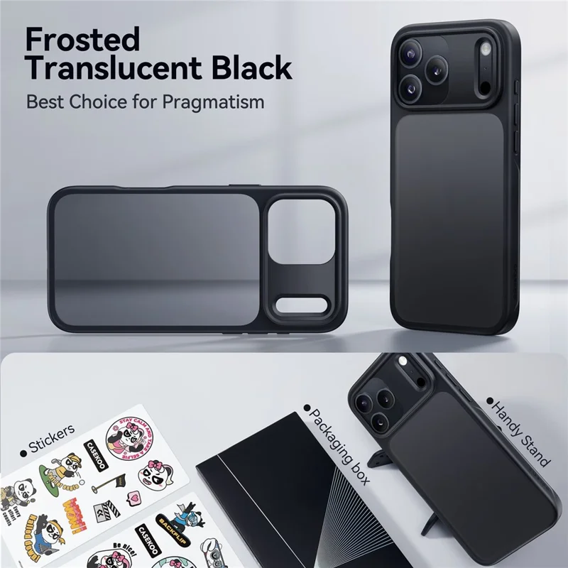 CASEKOO för iPhone 18 Pro Max / 17 Pro Max skal PC + TPU med matt yta, fingeravtryckshindrande mobilskal - Svart