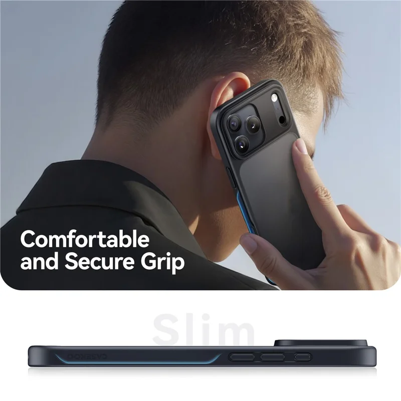 CASEKOO för iPhone 18 Pro / 17 Pro skal PC + TPU Matt finish Anti-Fingeravtryck mobilskal - Svart