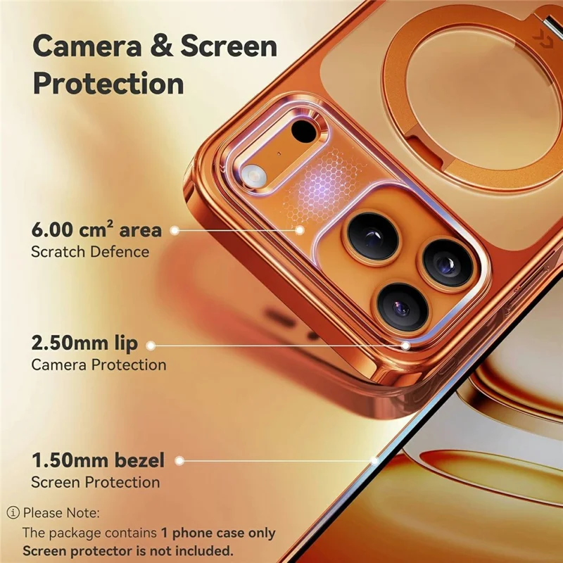 CASEKOO for iPhone 18 Pro / 17 Pro Case Rotating Magnetic Kickstand TPE + TPU Shockproof Phone Cover - Orange