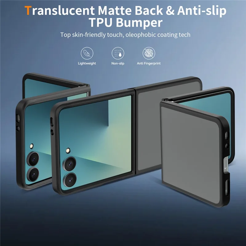 For Samsung Galaxy Z Flip8 Case Skin Touch TPU Frame Acrylic Back Phone Cover - Black