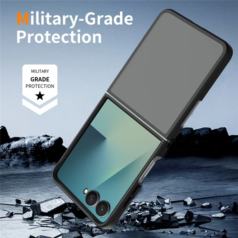 For Samsung Galaxy Z Flip8 Case Skin Touch TPU Frame Acrylic Back Phone Cover - Black