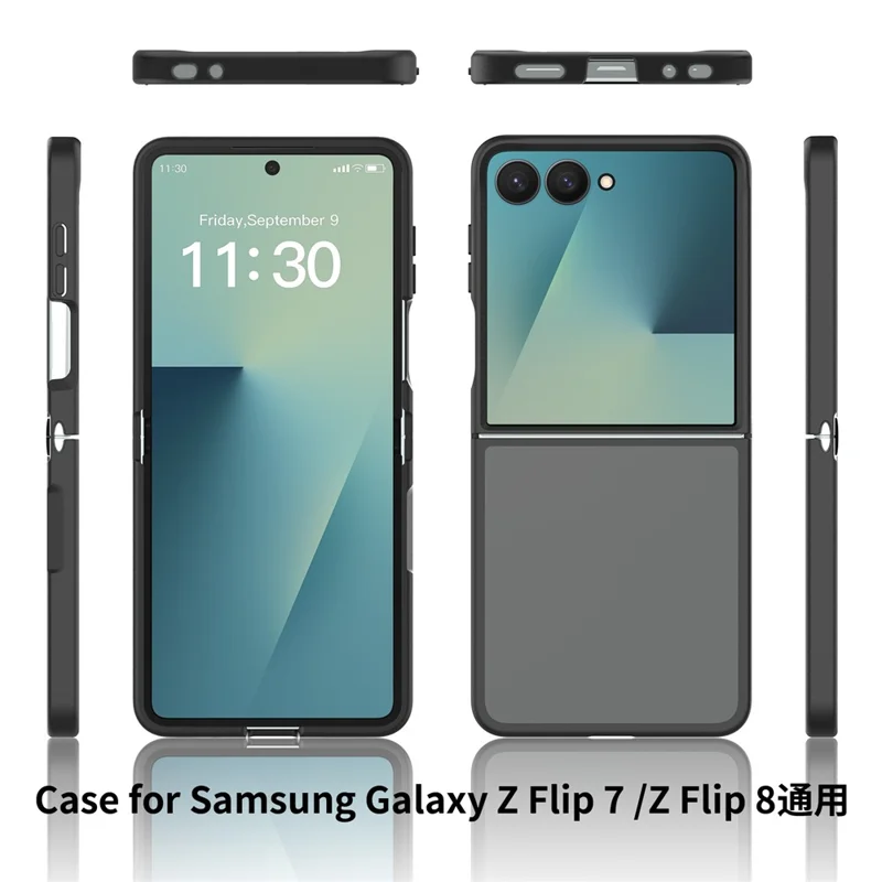 For Samsung Galaxy Z Flip8 Case Skin Touch TPU Frame Acrylic Back Phone Cover - Black