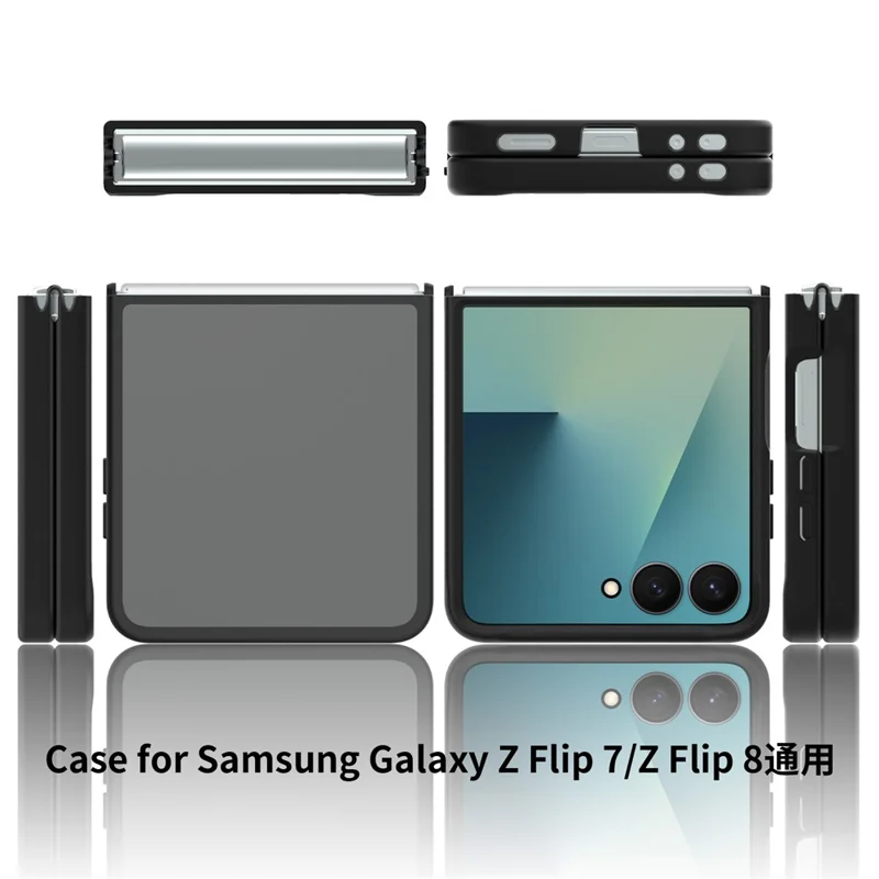 For Samsung Galaxy Z Flip8 Case Skin Touch TPU Frame Acrylic Back Phone Cover - Black