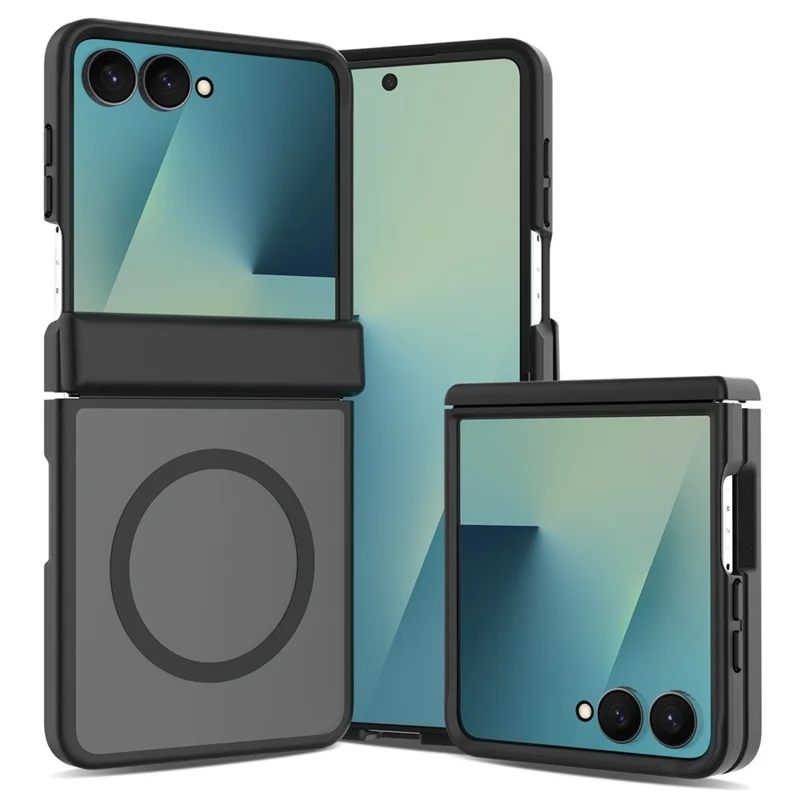 Магнитный чехол для Samsung Galaxy Z Flip8 с защитой шарнира, прозрачный чехол из ТПУ и акрила 2,0 мм - черный