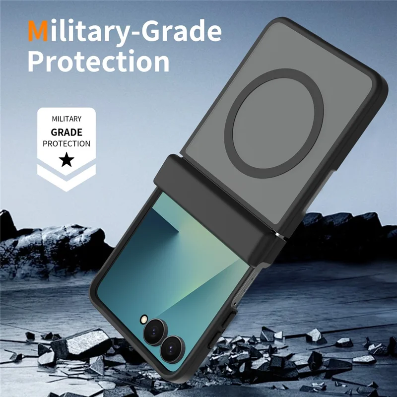 Магнитный чехол для Samsung Galaxy Z Flip8 с защитой шарнира, прозрачный чехол из ТПУ и акрила 2,0 мм - черный