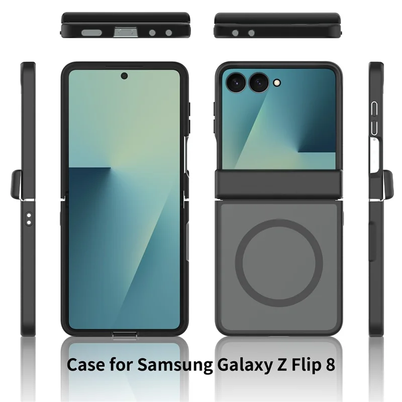 Магнитный чехол для Samsung Galaxy Z Flip8 с защитой шарнира, прозрачный чехол из ТПУ и акрила 2,0 мм - черный
