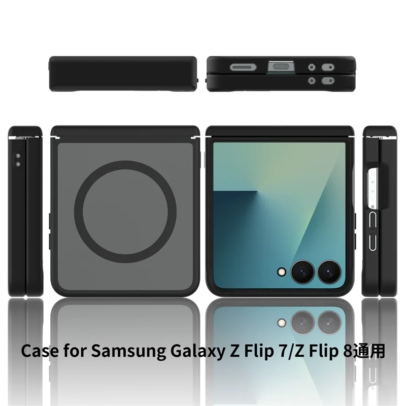 Магнитный чехол для Samsung Galaxy Z Flip8 с защитой шарнира, прозрачный чехол из ТПУ и акрила 2,0 мм - черный