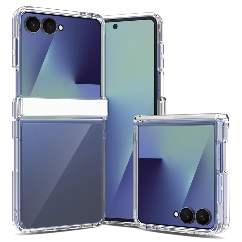 For Samsung Galaxy Z Flip8 Case Hinge Protection TPU Frame Acrylic Back Crystal Clear Phone Cover - Transparent