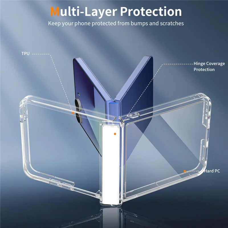 For Samsung Galaxy Z Flip8 Case Hinge Protection TPU Frame Acrylic Back Crystal Clear Phone Cover - Transparent