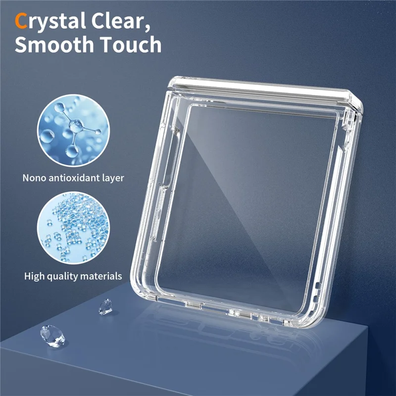 For Samsung Galaxy Z Flip8 Case Hinge Protection TPU Frame Acrylic Back Crystal Clear Phone Cover - Transparent