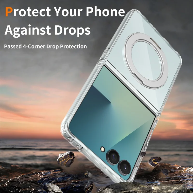 For Samsung Galaxy Z Flip8 Magnetic Case 2.0mm Scratch Resistant TPU + PC Phone Cover - Transparent