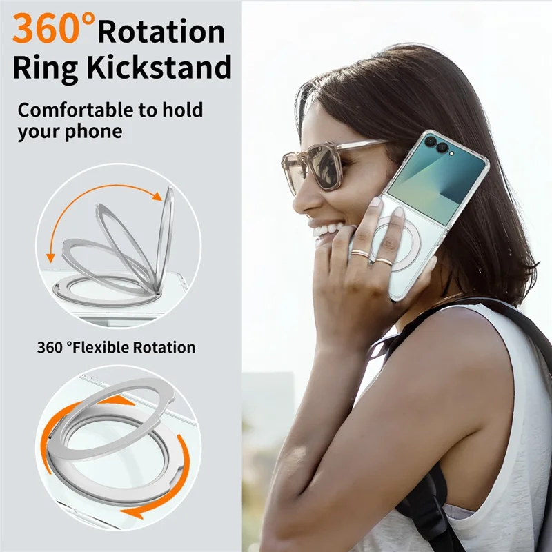 For Samsung Galaxy Z Flip8 Magnetic Case 2.0mm Scratch Resistant TPU + PC Phone Cover - Transparent