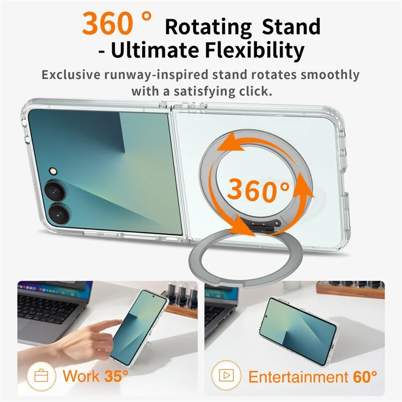 For Samsung Galaxy Z Flip8 Magnetic Case 2.0mm Scratch Resistant TPU + PC Phone Cover - Transparent