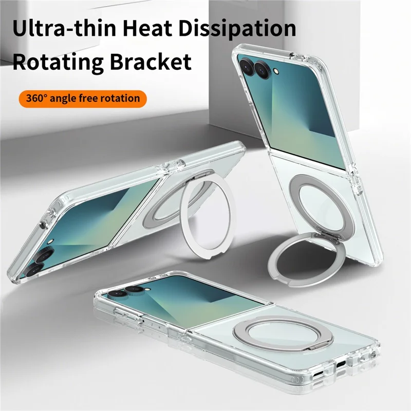 For Samsung Galaxy Z Flip8 Magnetic Case 2.0mm Scratch Resistant TPU + PC Phone Cover - Transparent
