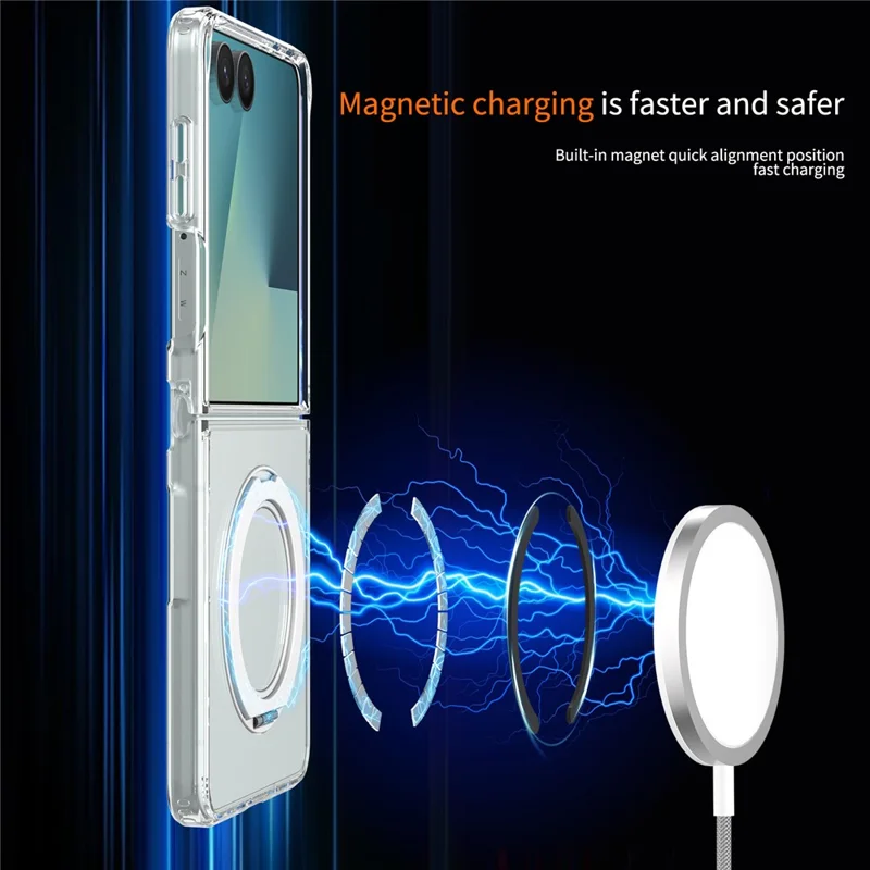 For Samsung Galaxy Z Flip8 Magnetic Case 2.0mm Scratch Resistant TPU + PC Phone Cover - Transparent