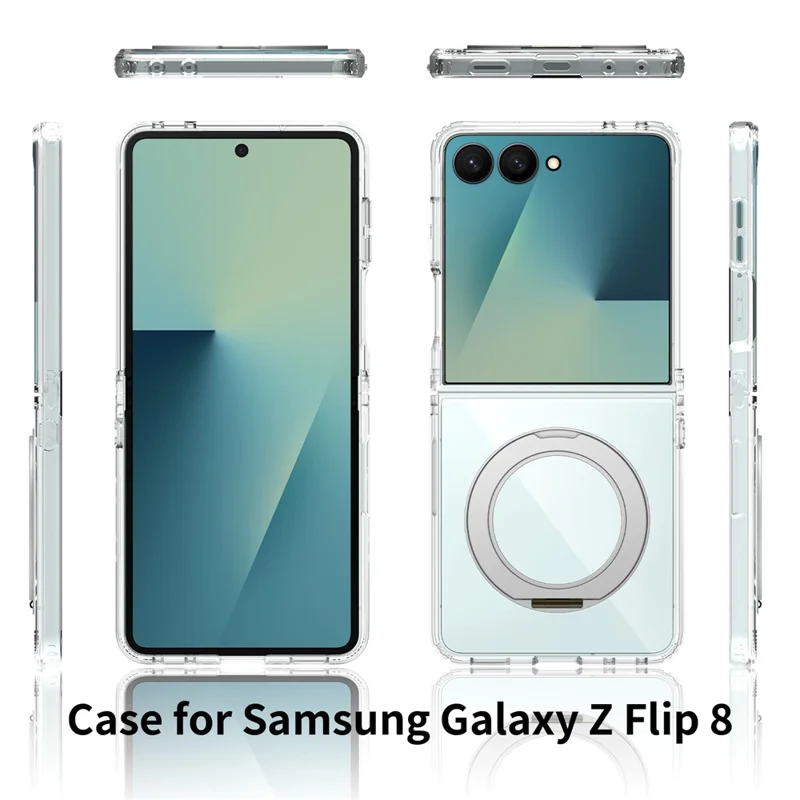 For Samsung Galaxy Z Flip8 Magnetic Case 2.0mm Scratch Resistant TPU + PC Phone Cover - Transparent