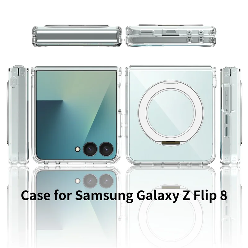 For Samsung Galaxy Z Flip8 Magnetic Case 2.0mm Scratch Resistant TPU + PC Phone Cover - Transparent