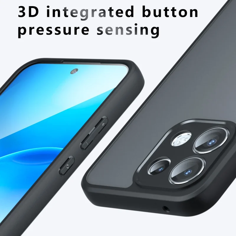 For Oppo Reno16 Pro 5G (Global) Case Skin-Touch TPU + PC Matte Phone Back Cover - Transparent Black