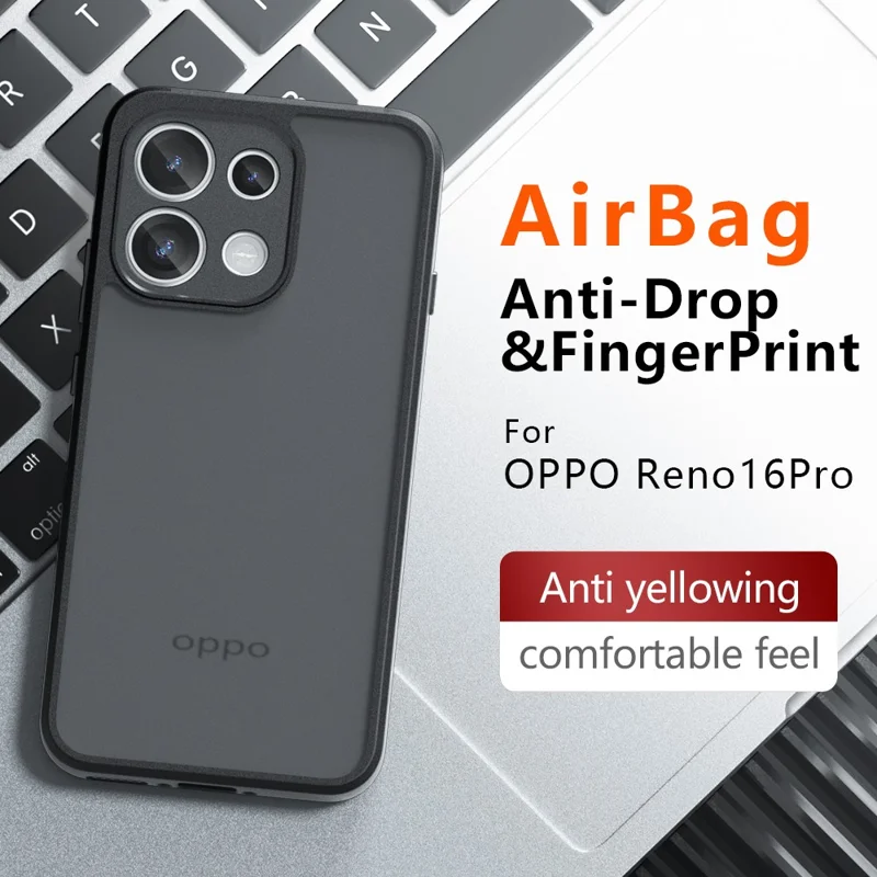 For Oppo Reno16 Pro 5G (Global) Case Skin-Touch TPU + PC Matte Phone Back Cover - Transparent Black