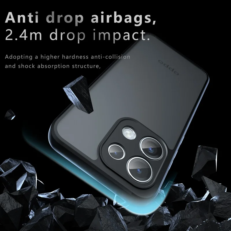 For Oppo Reno16 Pro 5G (Global) Case Skin-Touch TPU + PC Matte Phone Back Cover - Transparent Black