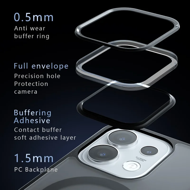For Oppo Reno16 Pro 5G (Global) Magnetic Case TPU + PC Matte Skin Touch Phone Cover - Black