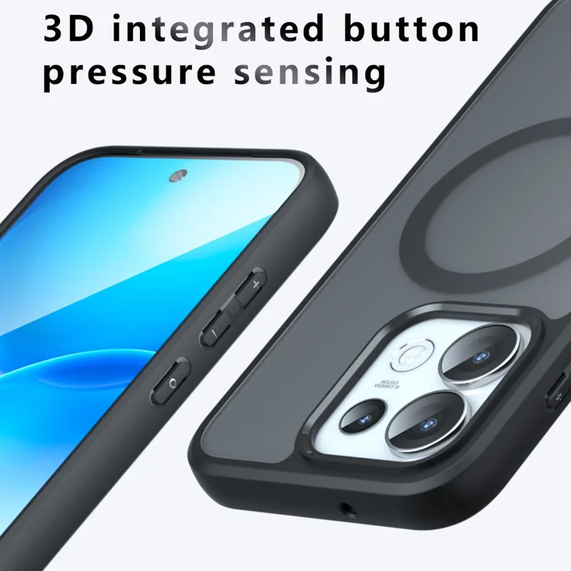 For Oppo Reno16 Pro 5G (Global) Magnetic Case TPU + PC Matte Skin Touch Phone Cover - Black
