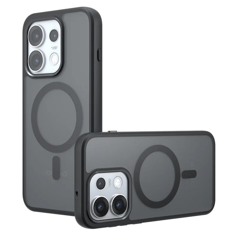 For Oppo Reno16 Pro 5G (Global) Magnetic Case TPU + PC Matte Skin Touch Phone Cover - Black