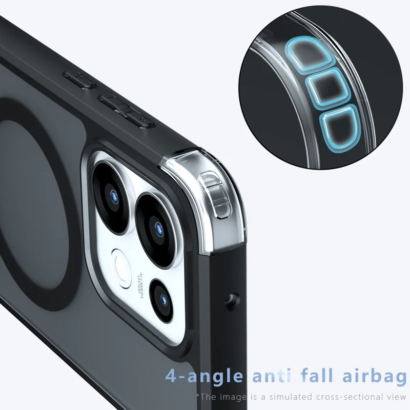 For Oppo Reno16 Pro 5G (Global) Magnetic Case TPU + PC Matte Skin Touch Phone Cover - Black