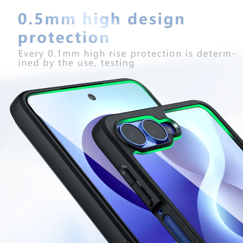 Чехол для Samsung Galaxy Z Flip8, тактильный ТПУ + матовый поликарбонат, прозрачный черный